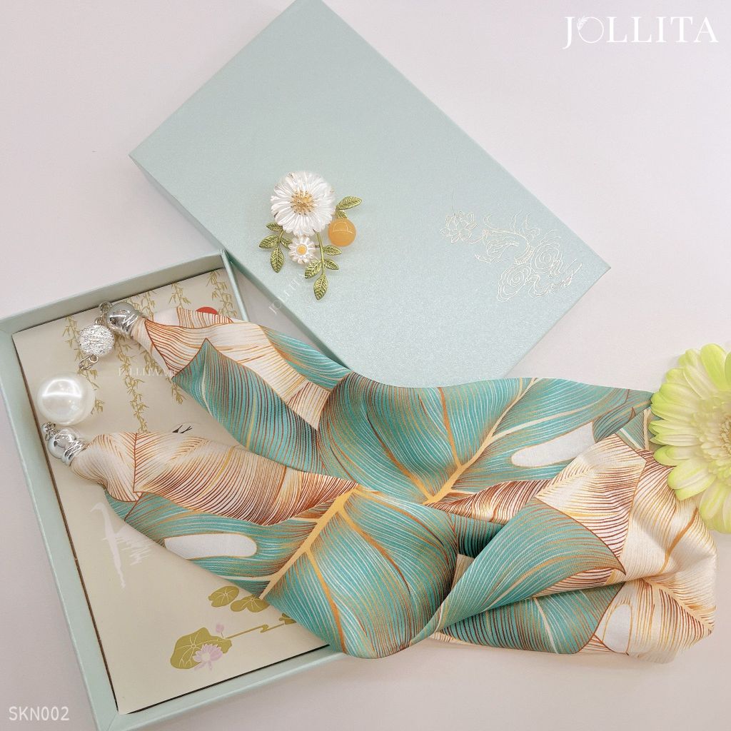  Set quà tặng 20/10 trâm cài áo khăn choàng cao cấp sang trọng SKN002 