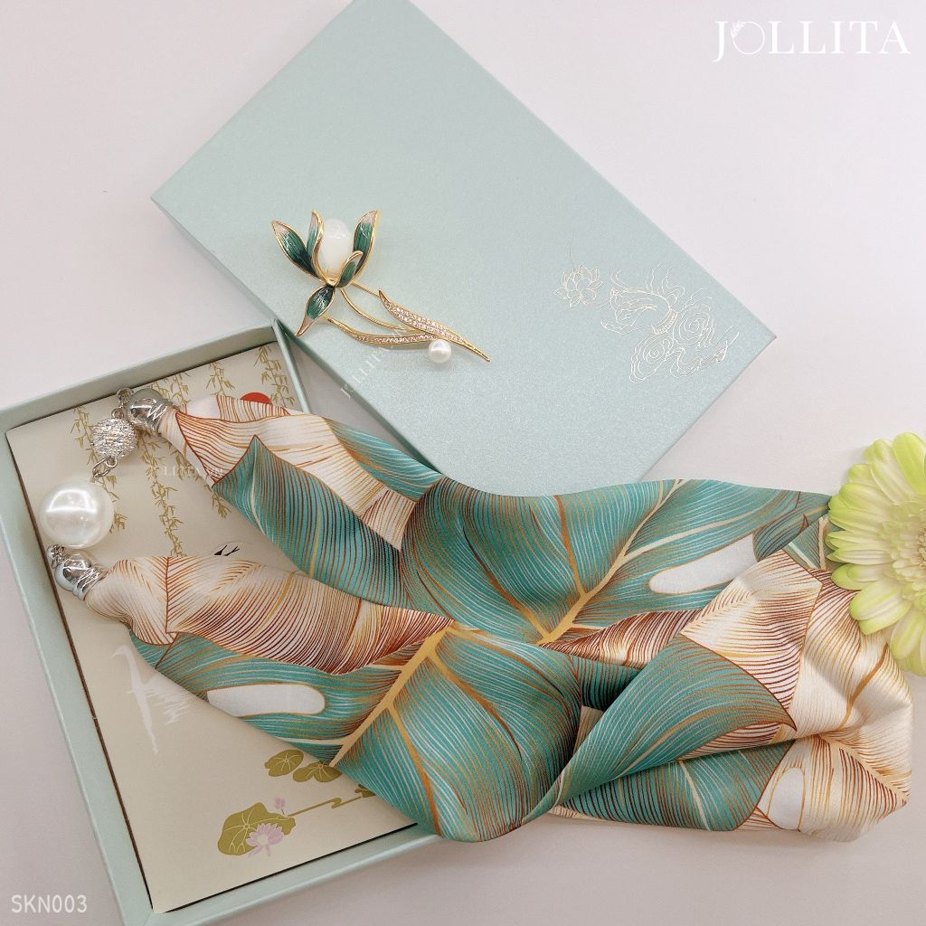  Set quà tặng 20/11 trâm cài áo khăn choàng cao cấp sang trọng SKN003 