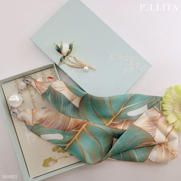  Set quà tặng 20/11 trâm cài áo khăn choàng cao cấp sang trọng SKN003 