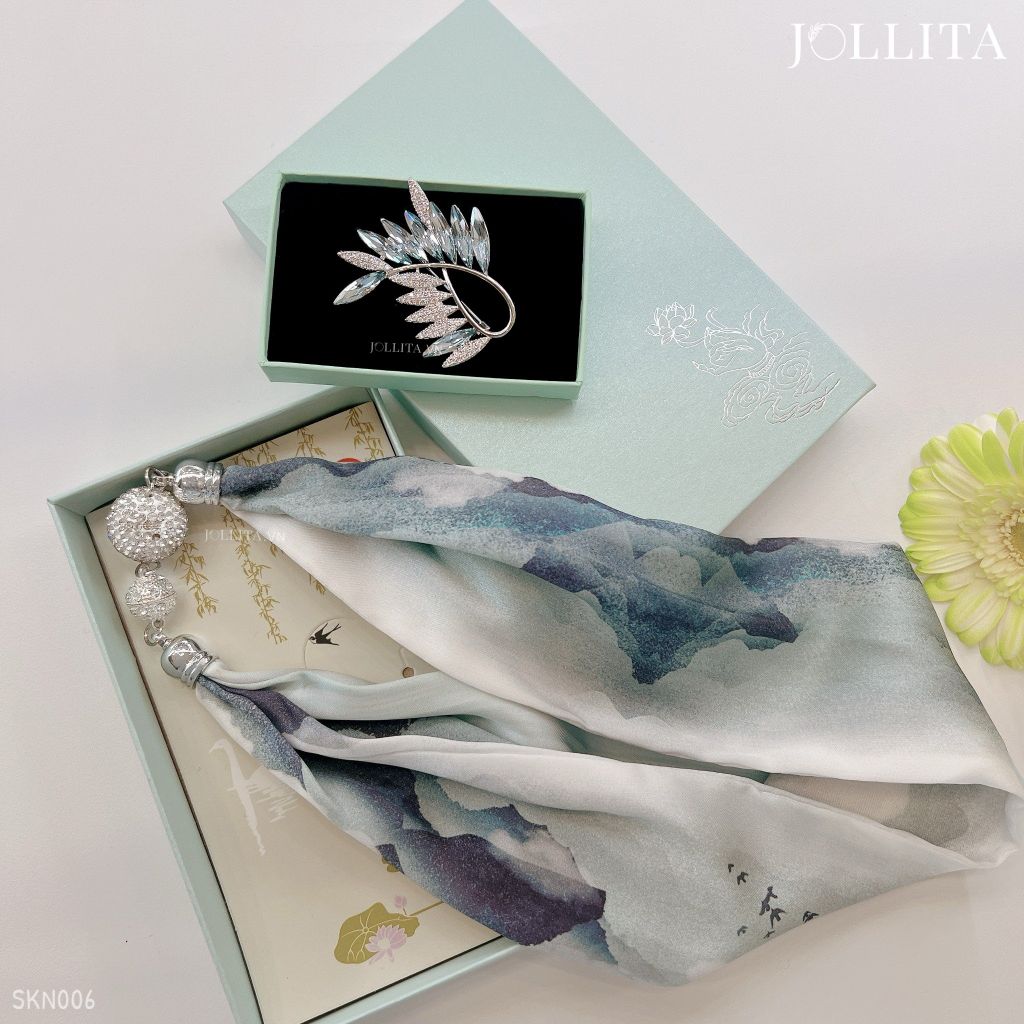  Set quà tặng 20/11 trâm cài áo khăn choàng cao cấp sang trọng SKN006 