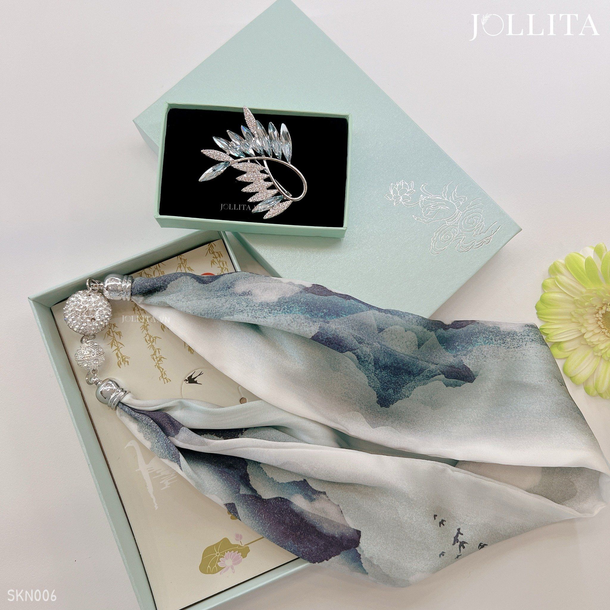  Set quà tặng 20/10 trâm cài áo khăn choàng cao cấp sang trọng SKN006 