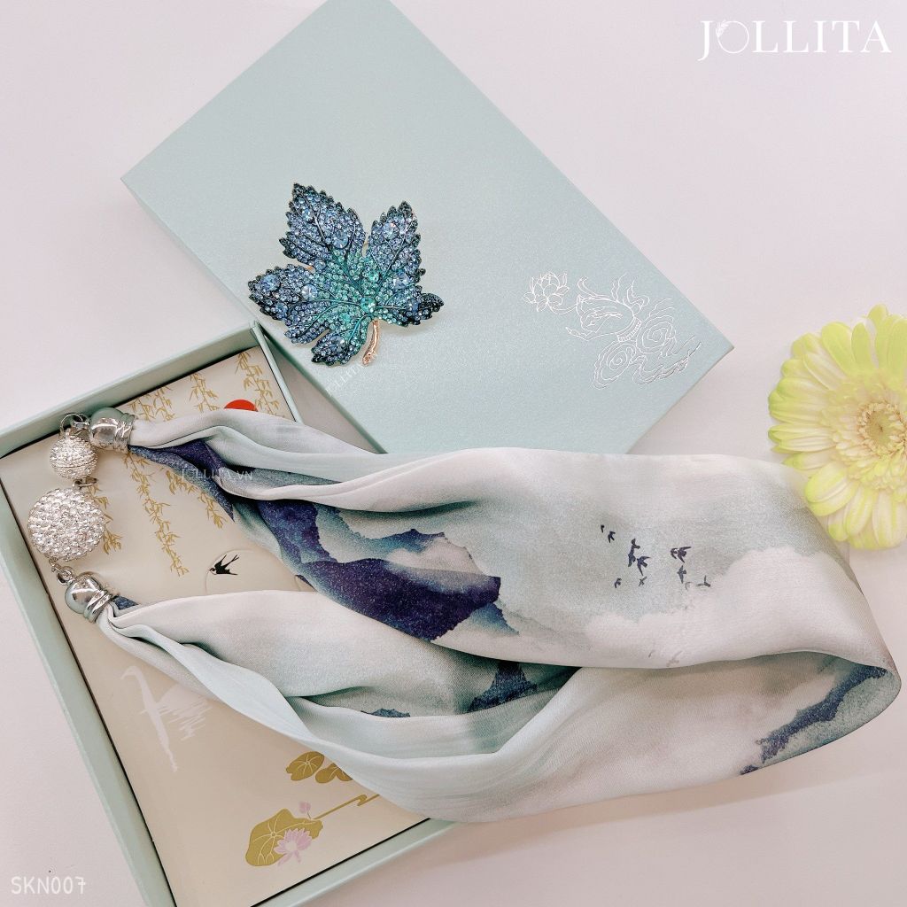  Set quà tặng 20/11 trâm cài áo khăn choàng cao cấp sang trọng SKN007 