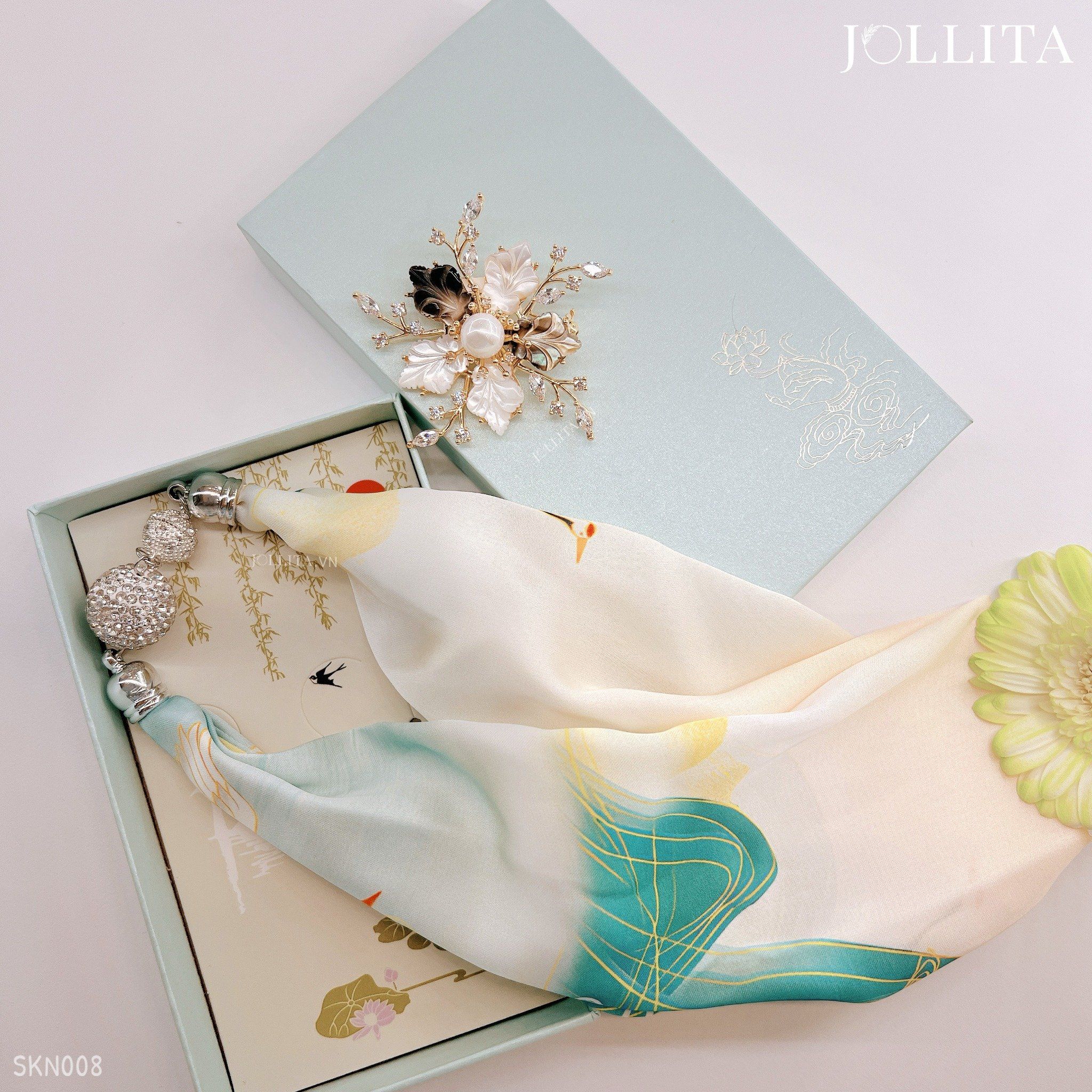  Set quà tặng 20/10 trâm cài áo khăn choàng cao cấp sang trọng SKN008 