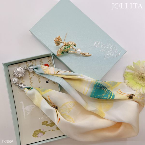  Set quà tặng 20/10 trâm cài áo khăn choàng cao cấp sang trọng SKN009 