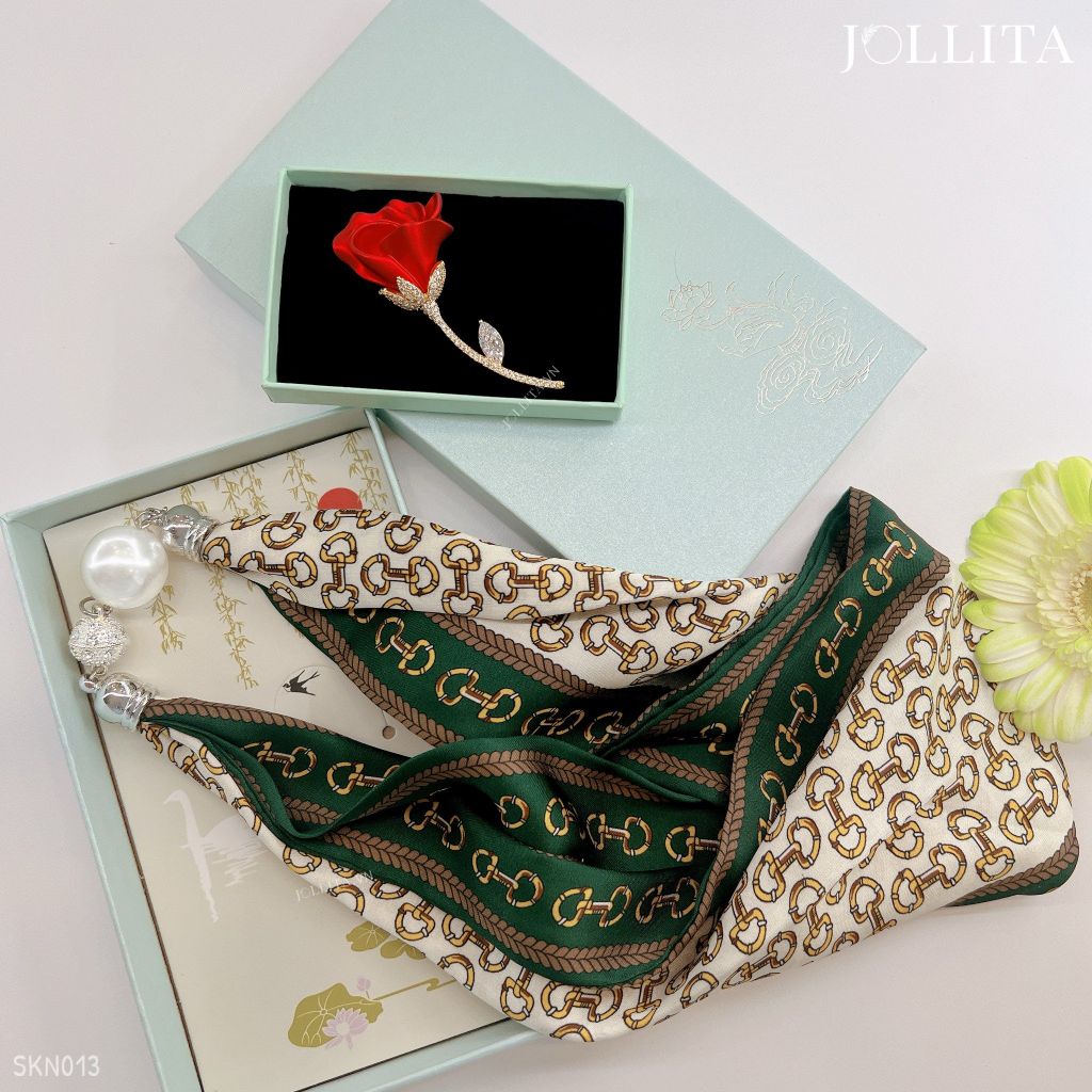  Set quà tặng 20/10 trâm cài áo khăn choàng cao cấp sang trọng SKN013 