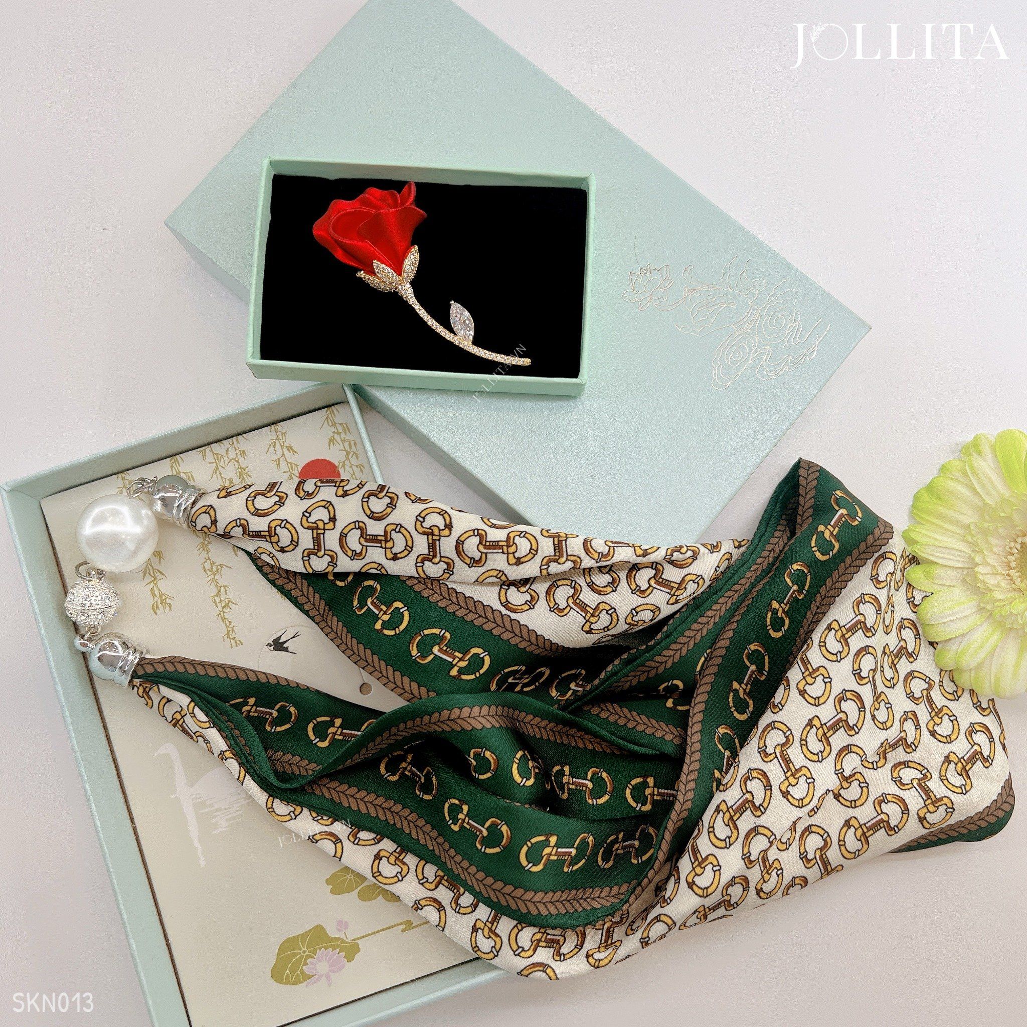  Set quà tặng 20/11 trâm cài áo khăn choàng cao cấp sang trọng SKN013 