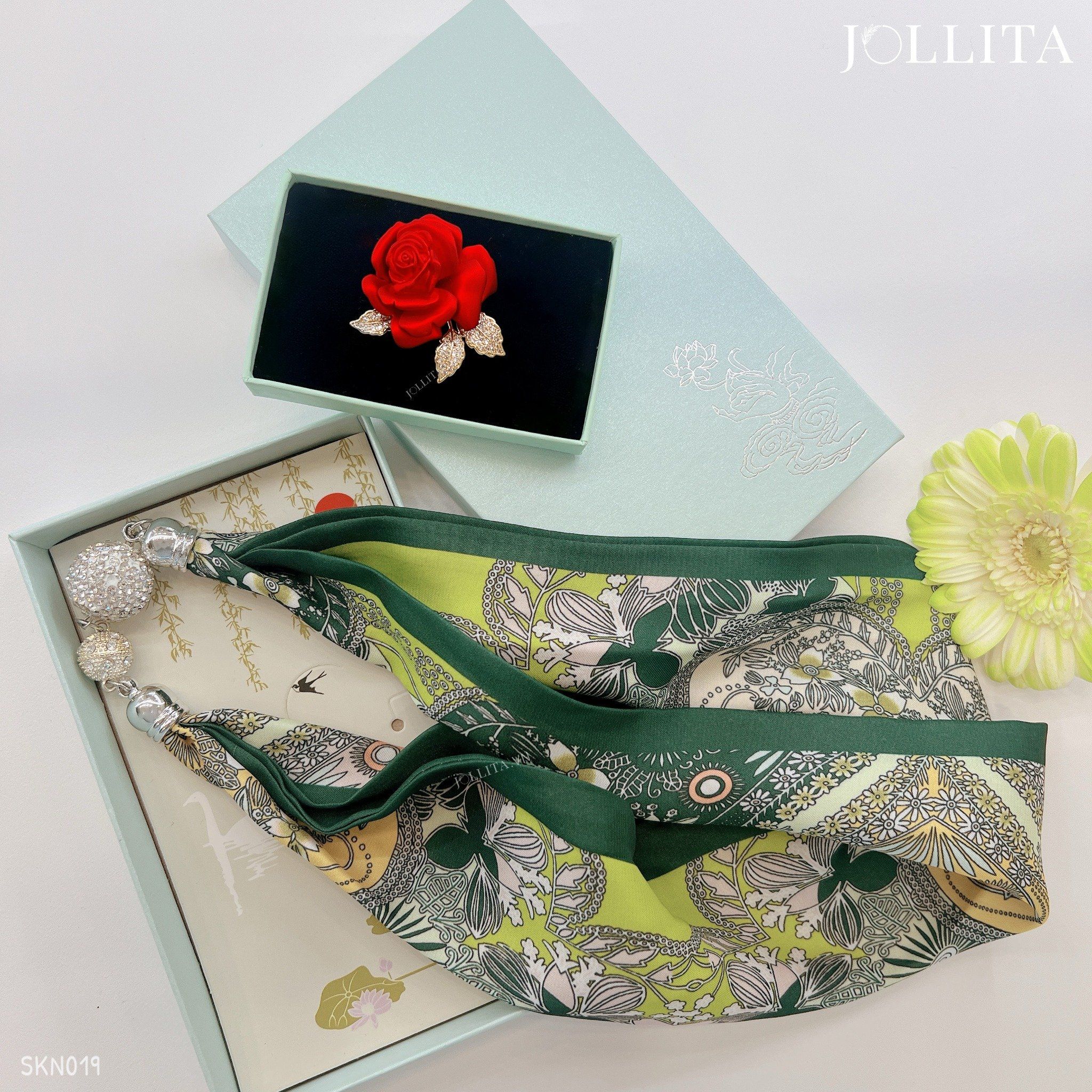  Set quà tặng 20/11 trâm cài áo khăn choàng cao cấp sang trọng SKN019 