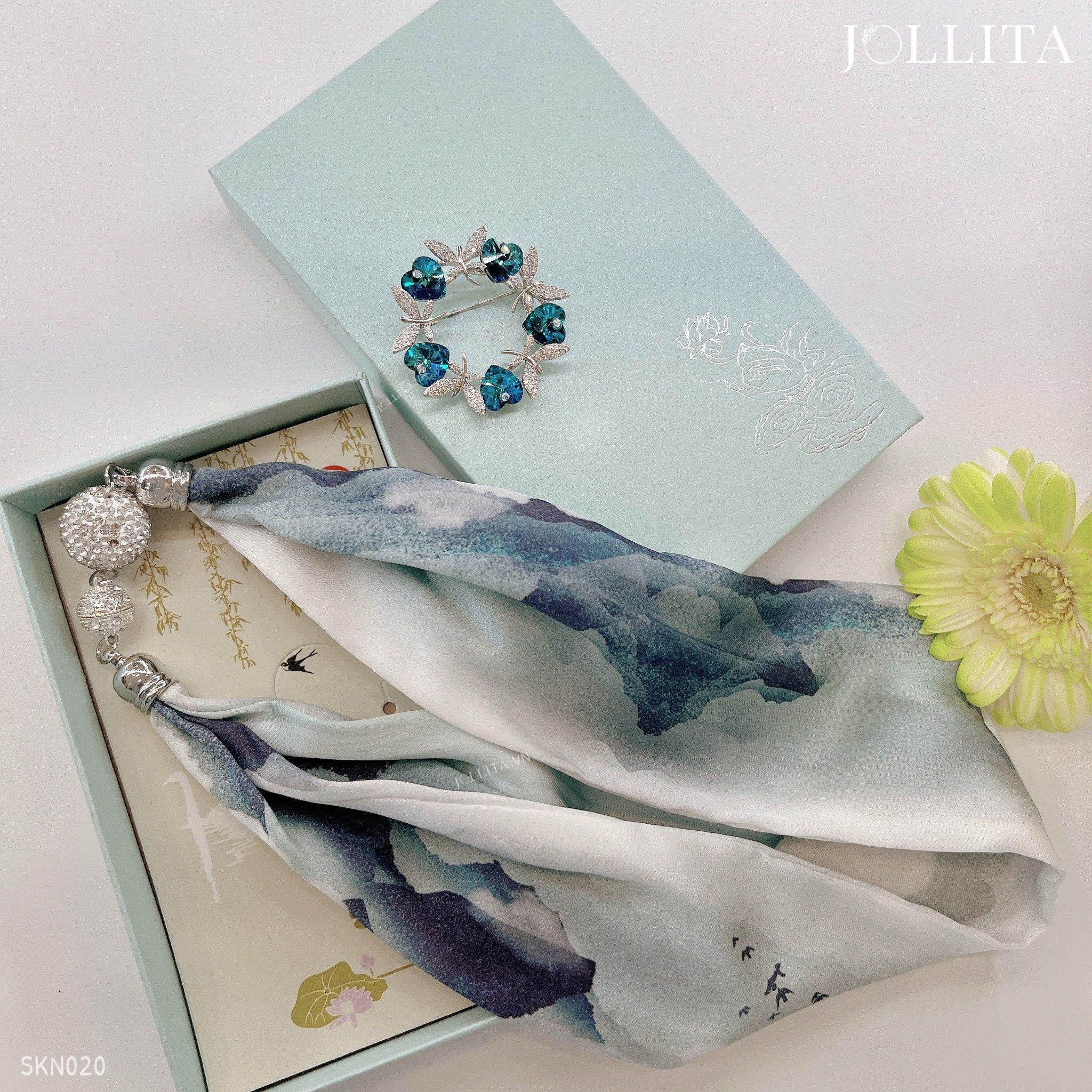  Set quà tặng 20/11 trâm cài áo khăn choàng cao cấp sang trọng SKN020 