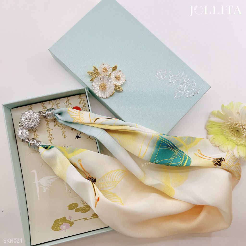  Set quà tặng 20/10 trâm cài áo khăn choàng cao cấp sang trọng SKN021 