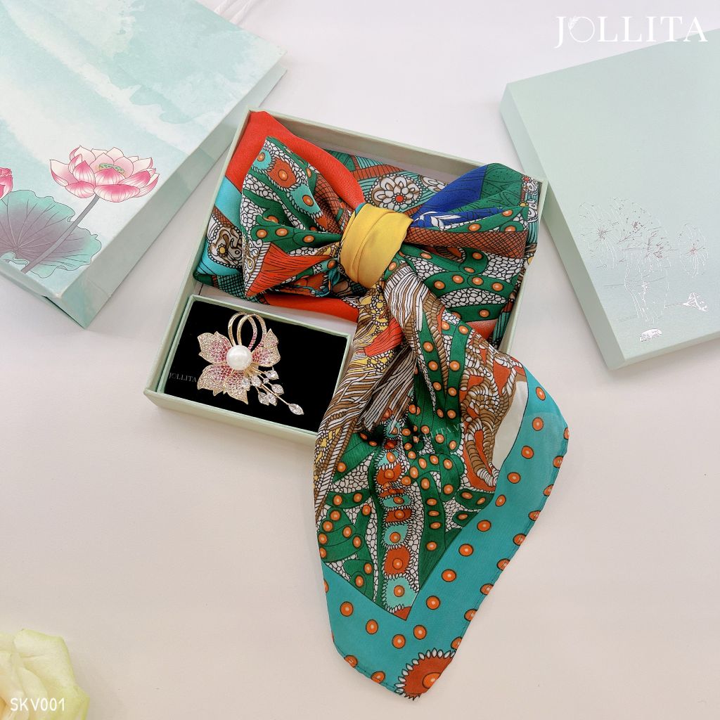  Set quà tặng 20/11 trâm cài áo khăn choàng cao cấp sang trọng SKV001 