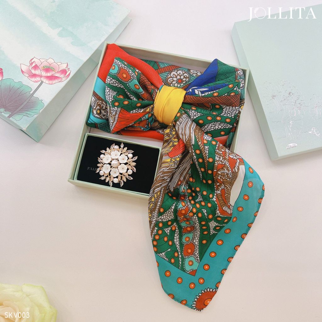  Set quà tặng 20/11 trâm cài áo khăn choàng cao cấp sang trọng SKV003 
