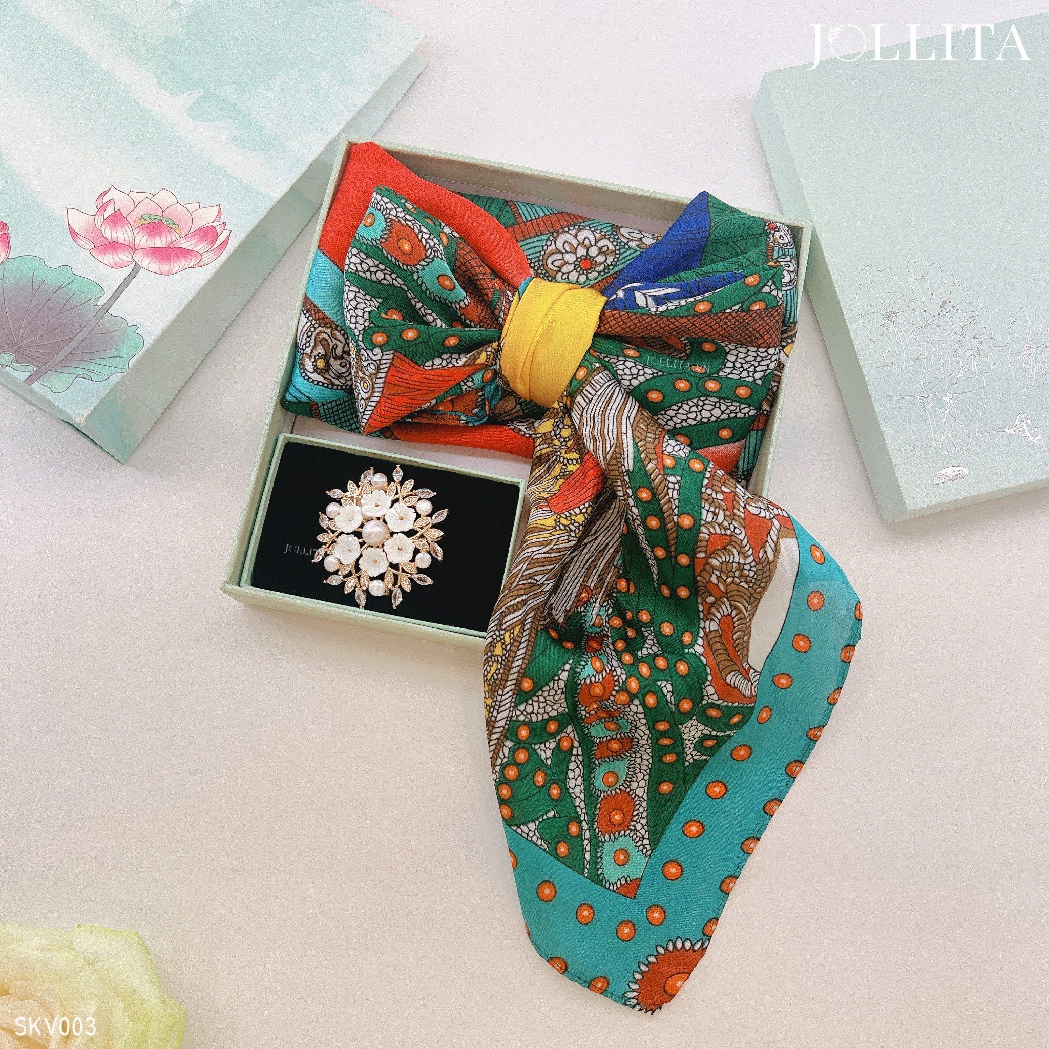  Set quà tặng 20/11 trâm cài áo khăn choàng cao cấp sang trọng SKV003 