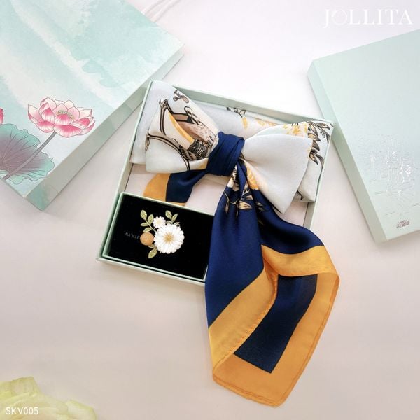  Set quà tặng 20/11 trâm cài áo khăn choàng cao cấp sang trọng SKV005 