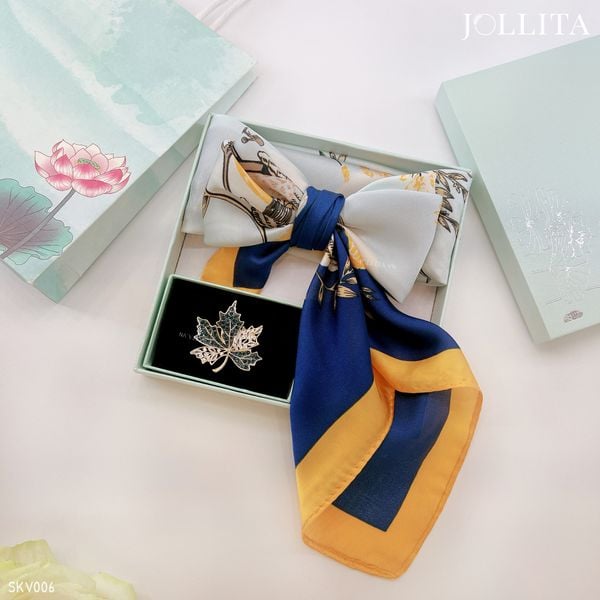  Set quà tặng 20/10 trâm cài áo khăn choàng cao cấp sang trọng SKV006 