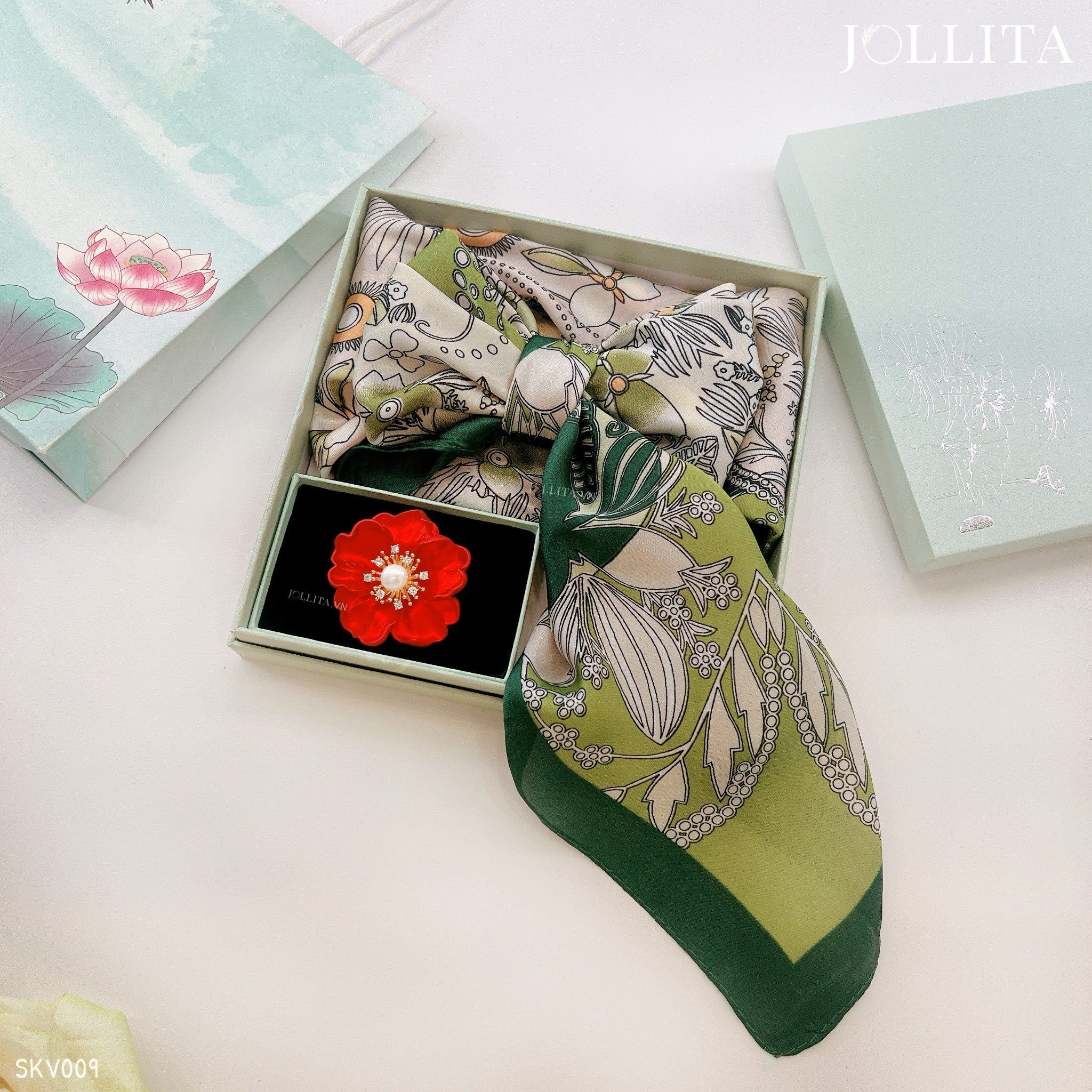  Set quà tặng 20/11 trâm cài áo khăn choàng cao cấp sang trọng SKV009 