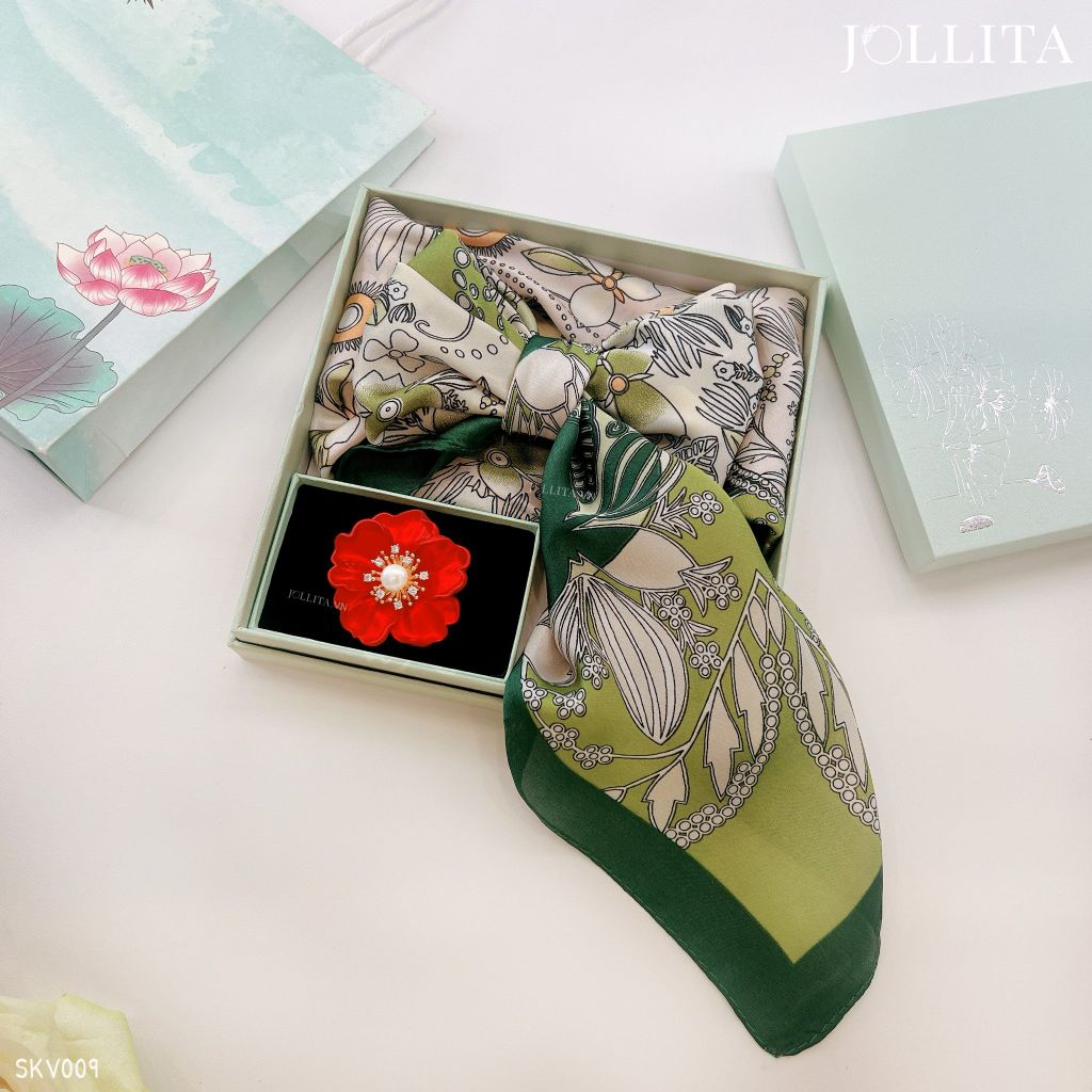  Set quà tặng 20/10 trâm cài áo khăn choàng cao cấp sang trọng SKV009 