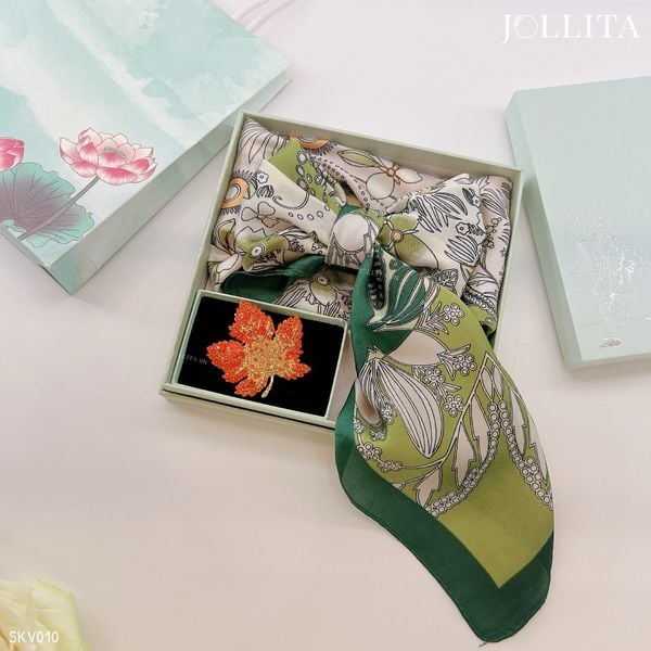  Set quà tặng 20/11 trâm cài áo khăn choàng cao cấp sang trọng SKV010 