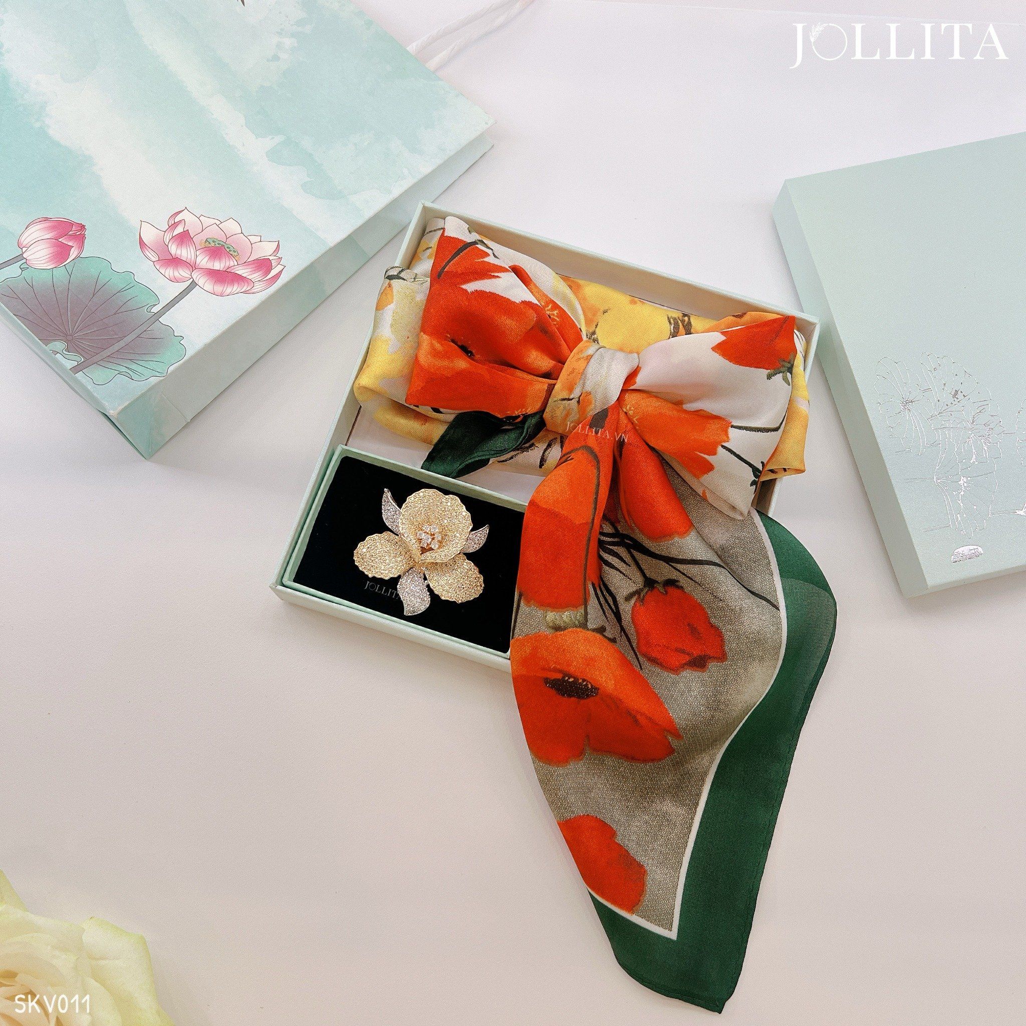  Set quà tặng 20/10 trâm cài áo khăn choàng cao cấp sang trọng SKV011 