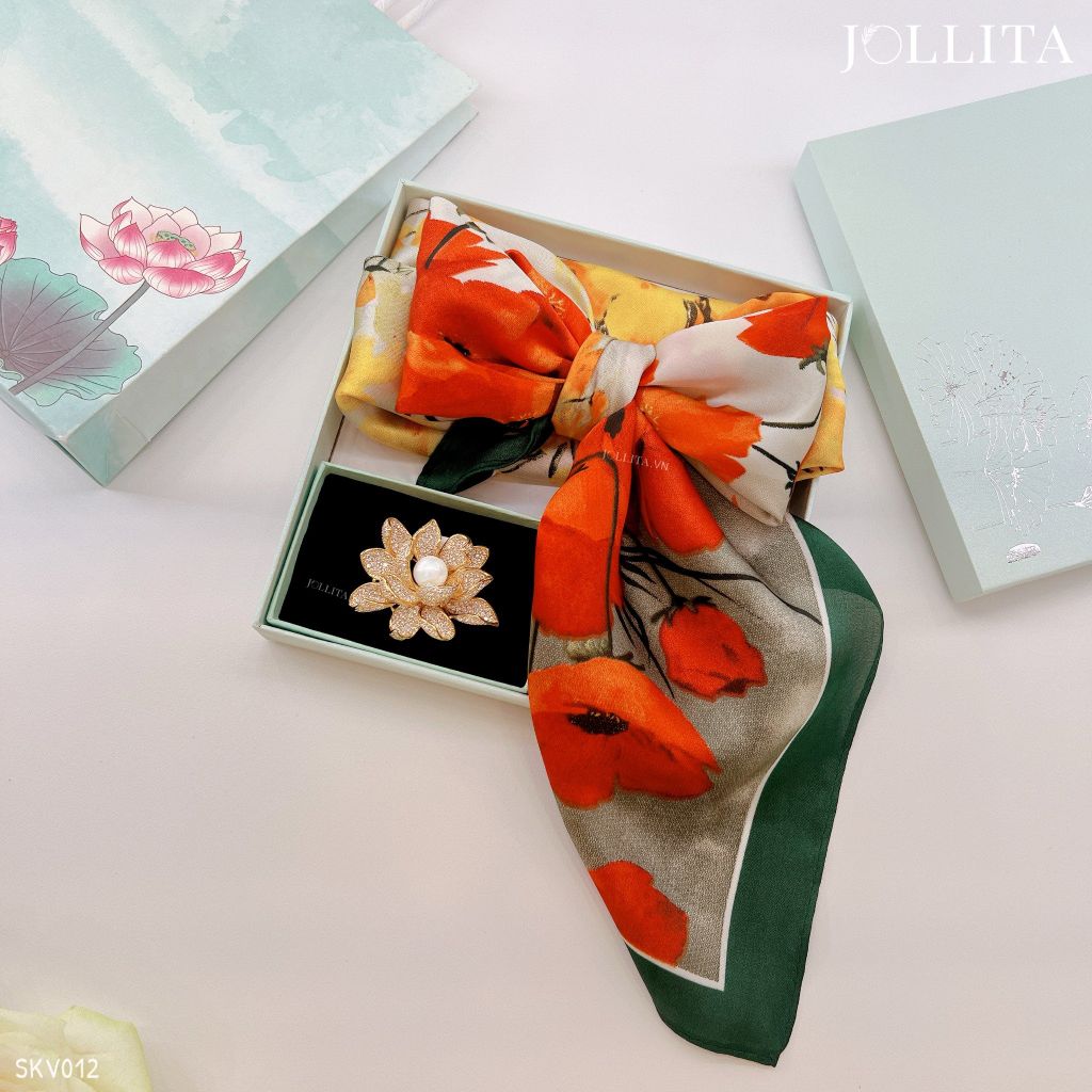  Set quà tặng 20/10 trâm cài áo khăn choàng cao cấp sang trọng SKV012 