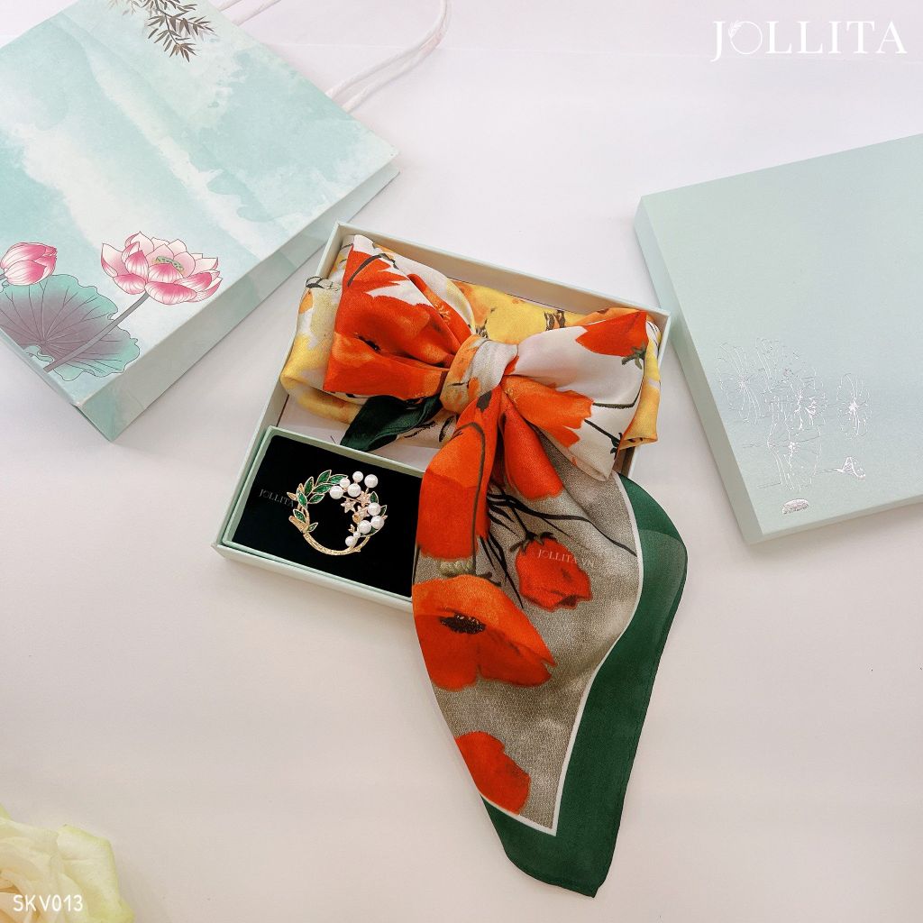  Set quà tặng 20/10 trâm cài áo khăn choàng cao cấp sang trọng SKV013 