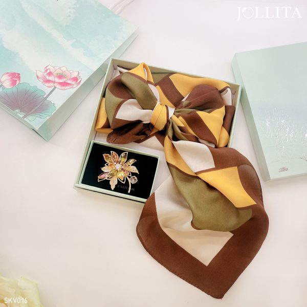  Set quà tặng 20/10 trâm cài áo khăn choàng cao cấp sang trọng SKV016 