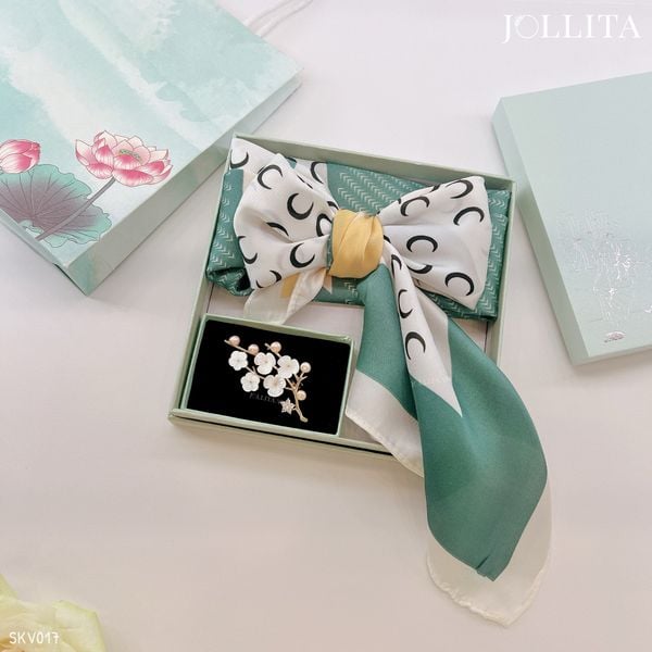  Set quà tặng 20/11 trâm cài áo khăn choàng cao cấp sang trọng SKV017 