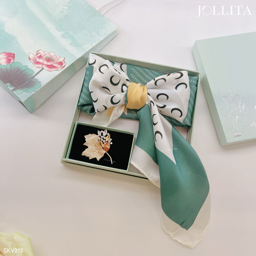  Set quà tặng 20/10 trâm cài áo khăn choàng cao cấp sang trọng SKV018 