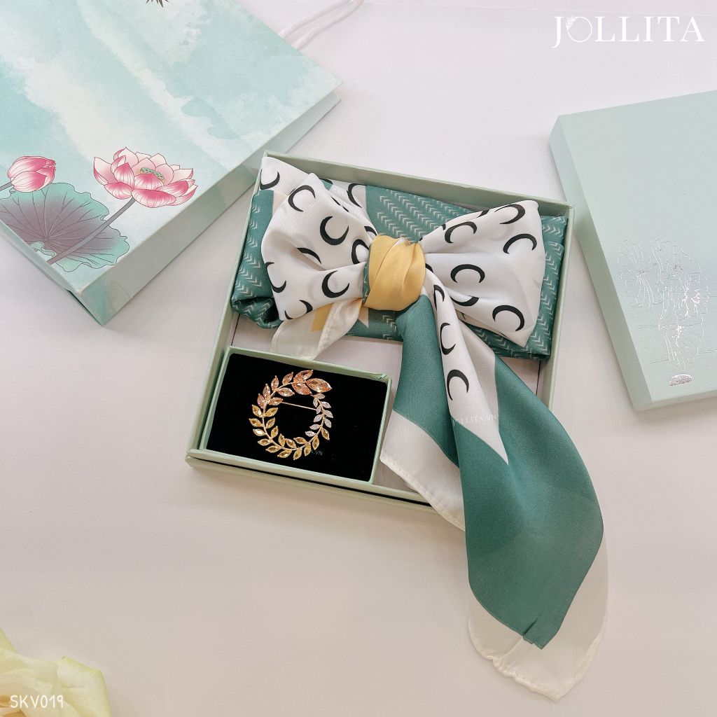  Set quà tặng 20/10 trâm cài áo khăn choàng cao cấp sang trọng SKV019 