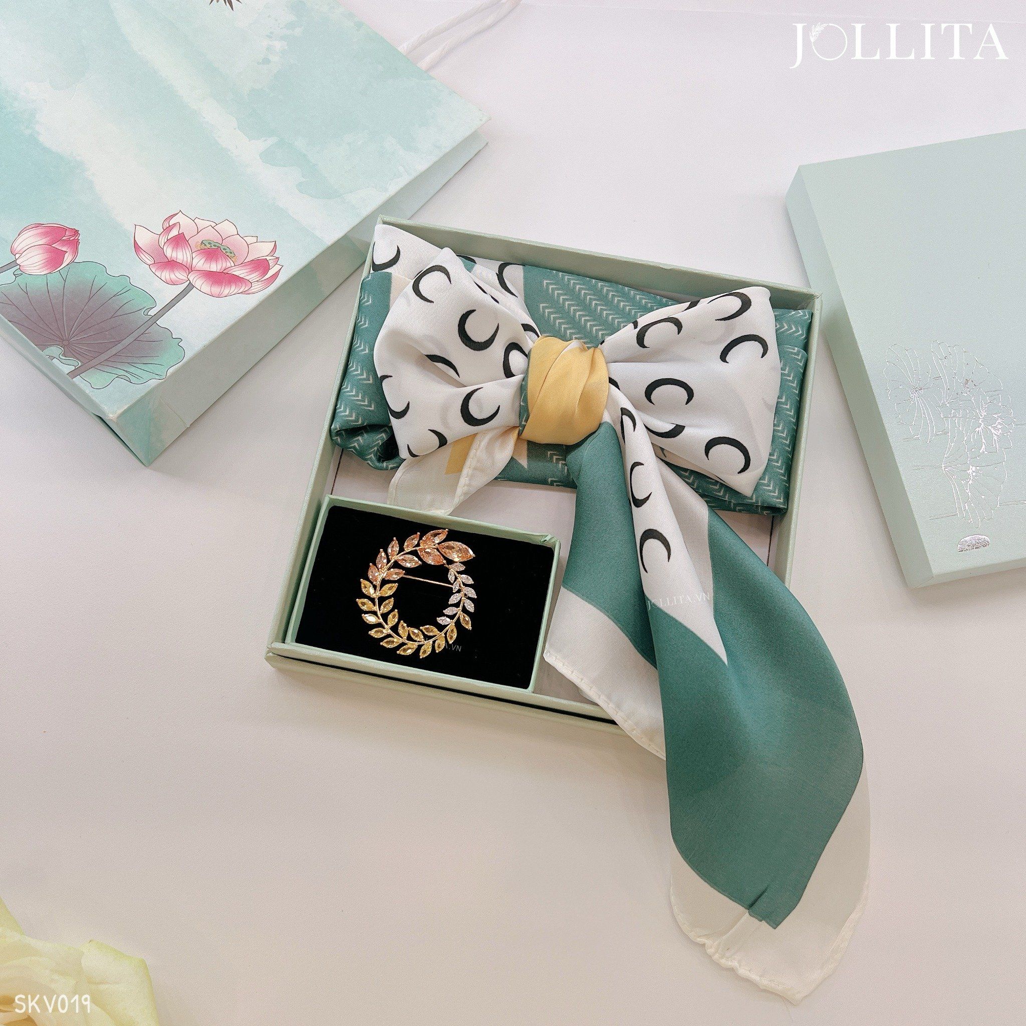  Set quà tặng 20/10 trâm cài áo khăn choàng cao cấp sang trọng SKV019 