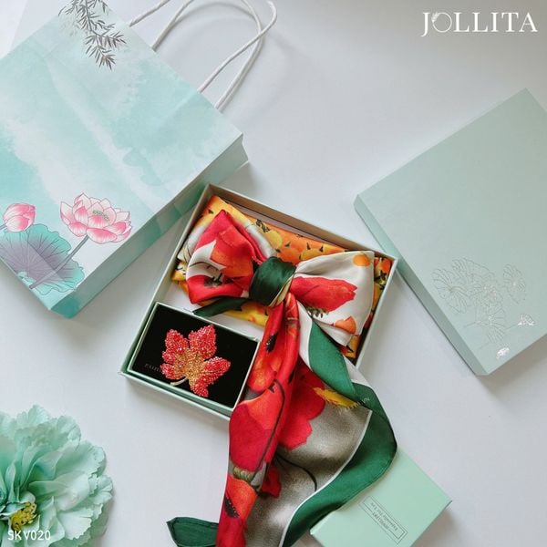  Set quà tặng 20/10 trâm cài áo khăn choàng cao cấp sang trọng SKV020 