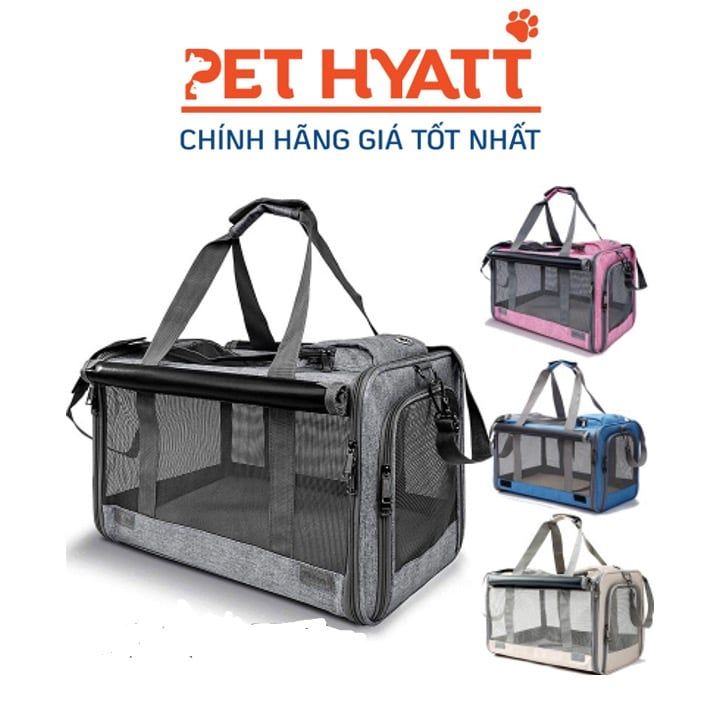 Túi Xách Vận Chuyển Lưới Có Màn Kéo Che Trên Dưới Cho Thú Cưng