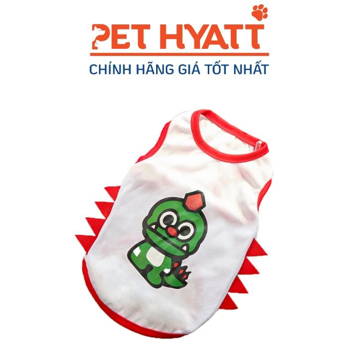 Áo Thun Trắng Chạy Viền Đỏ Hình Khủng Long Xanh Eo Răng Cưa (XS-XXL)