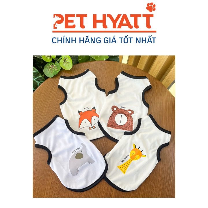 Áo Thun Trắng Chạy Viền Đen Hình Động Vật Hoạt Hình Có Chữ (XS-XL)