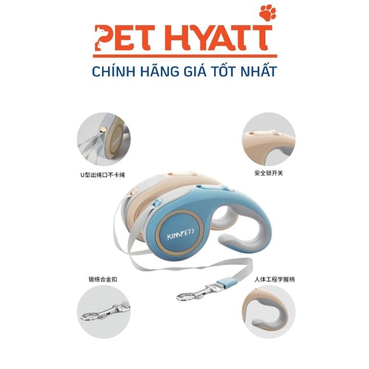 Dây Dắt Tự Động In Logo KIMPETS Cho Thú Cưng