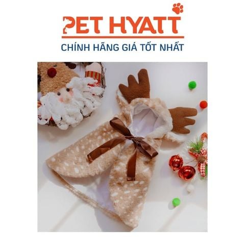  Áo Choàng Nai Sừng Tấm Chấm Nâu Cho Thú Cưng (Size S) 