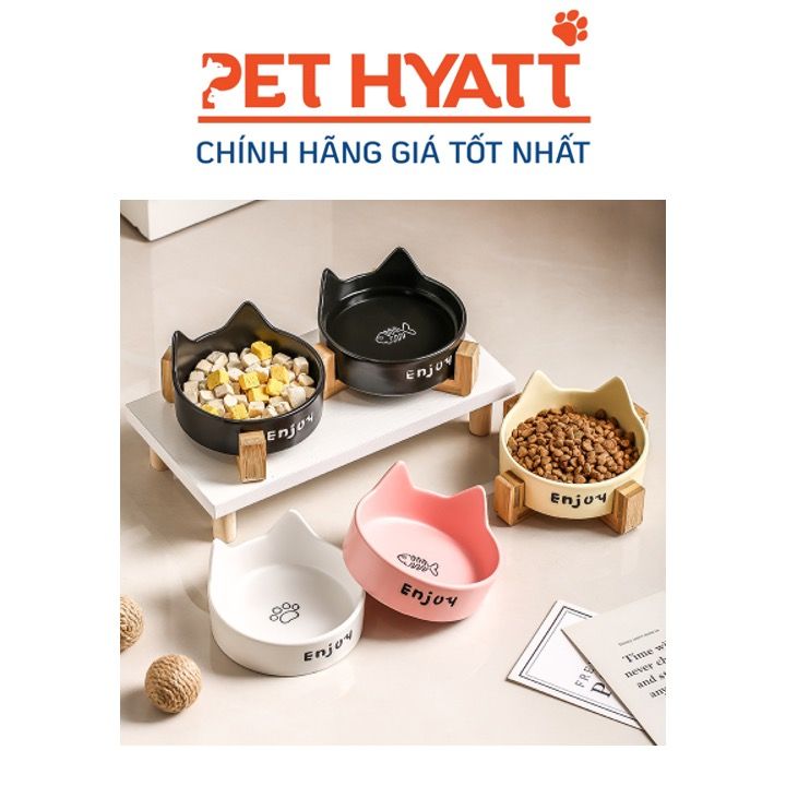 Bát Ăn Sứ Chữ Enjoy Tai Mèo Cho Thú Cưng