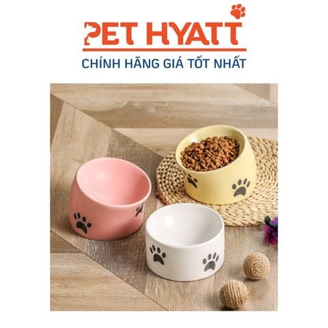  Bát Ăn Dung Tích Lớn Hình Chân Mèo 2 Loại Miệng Thẳng & Nghiêng Cho Thú Cưng 