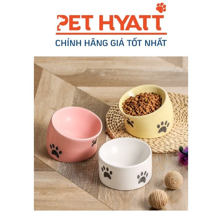 Bát Ăn Dung Tích Lớn Hình Chân Mèo 2 Loại Miệng Thẳng & Nghiêng Cho Thú Cưng