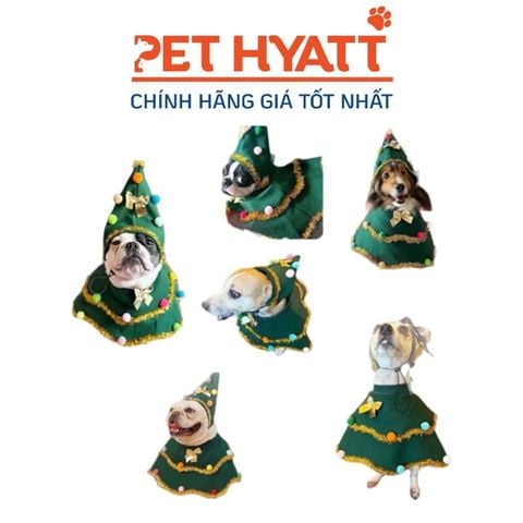 Áo Choàng Kèm Nón Cây Thông Giáng Sinh Cho Thú Cưng (Size L) 