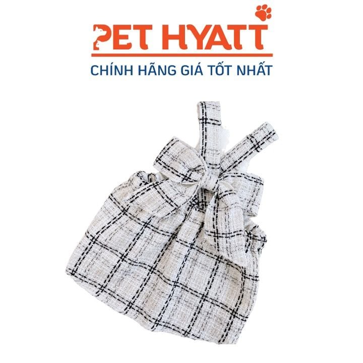 Váy Tweed Caro Đính Nơ Lưng Cho Thú Cưng (XS-XXL)