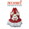 Váy Len Đỏ Viền Xoè Ren Đính Kèm Gấu Trắng Cho Thú Cưng (XS-L)