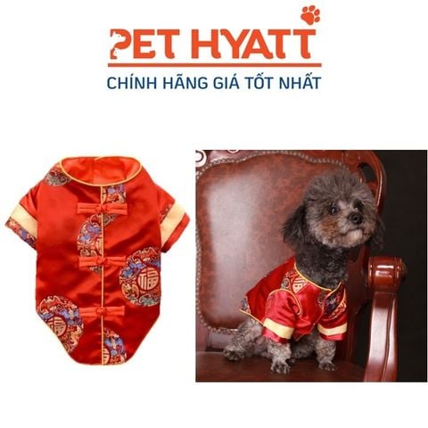  Áo Gấm Đỏ Tay Viền Vàng Ngày Tết Cho Thú Cưng (XS-L) 