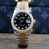 Đồng Hồ Rolex Datejust 36mm 126233-0021 Rep 1:1 Chế Tác Vỏ Demi Bọc Vàng Kim Mặt Đen Cọc Số Đính Đá Dây Kim Loại Jubilee