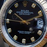 Đồng Hồ Rolex Datejust 36mm 126233-0021 Rep 1:1 Chế Tác Vỏ Demi Bọc Vàng Kim Mặt Đen Cọc Số Đính Đá Dây Kim Loại Jubilee