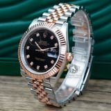 Đồng Hồ Rolex Datejust 41 126331 Rep 1:1 Chế Tác Vỏ Demi Bọc Vàng Hồng Mặt Đen Cọc Số Đính Đá Dây Kim Loại Jubilee