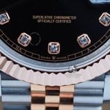 Đồng Hồ Rolex Datejust 41 126331 Rep 1:1 Chế Tác Vỏ Demi Bọc Vàng Hồng Mặt Đen Cọc Số Đính Đá Dây Kim Loại Jubilee