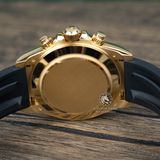 Đồng Hồ Rolex Cosmograph Daytona 116518LN-0043 Rep 1:1 Cao Cấp Vỏ Vàng Kim Mặt Đen Dây Cao Su