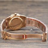 Đồng Hồ Rolex Day-Date 40mm 228235-0003 Rep 1:1 Cao Cấp Vỏ Vàng Hồng Mặt Nâu Cọc Số Đính Đá Baguette Dây Kim Loại