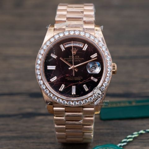 Đồng Hồ Rolex Day-Date 40mm 228345RBR-0016 Rep 1:1 Cao Cấp Vỏ Vàng Hồng Mặt Thạch Anh Eisenkiesel