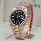 Đồng Hồ Rolex Day-Date 40mm 228345RBR-0016 Rep 1:1 Cao Cấp Vỏ Vàng Hồng Mặt Thạch Anh Eisenkiesel
